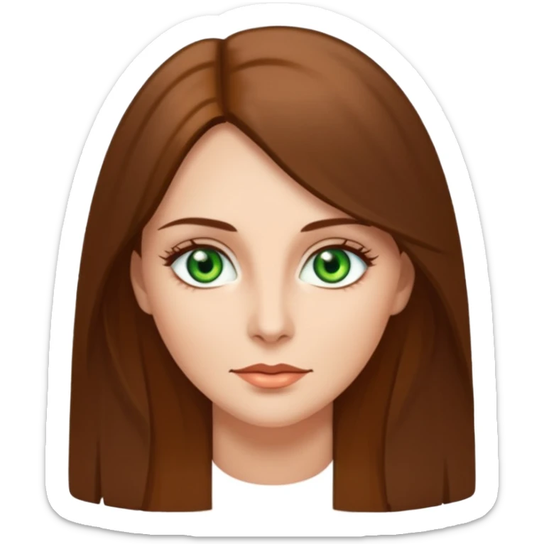 Pretty middle age woman with green eyes and long straight Ash-brown hair  sticker