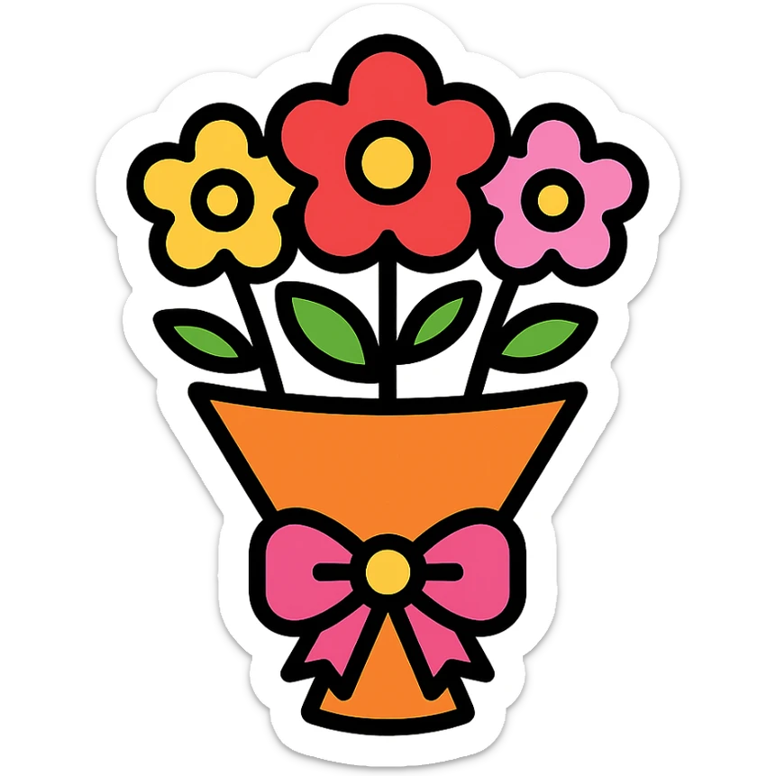 Mother's Day icon, bouquet of flowers, color icon style sticker