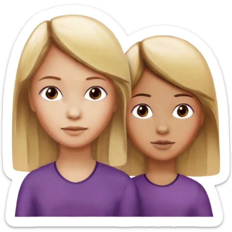 een blond meisje die lang is en een klein meisje met bruin haar en tan sticker