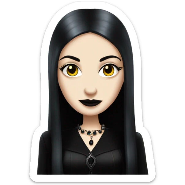 teen Morticia Addams,cute,showing off, show full body, accessories, dress  sticker