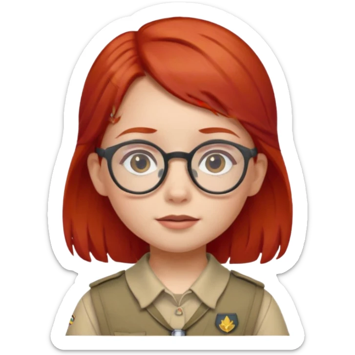 scout girl little with glassess and red hair sticker