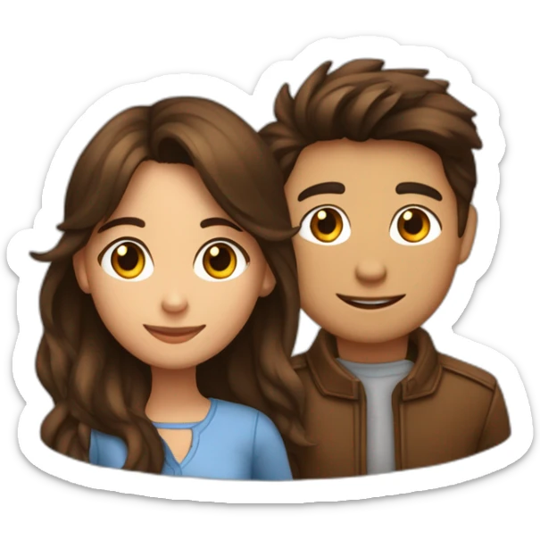 Une fille brune et un garçon brun qui sont amoureux sticker