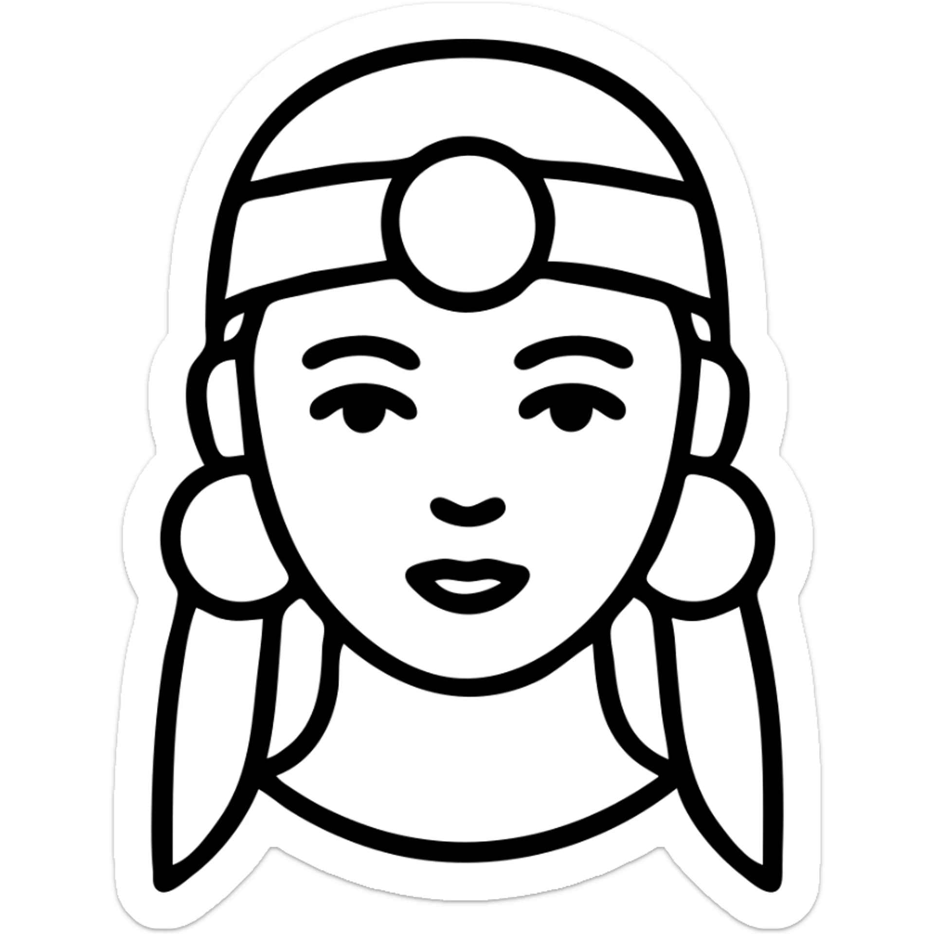 outlined icon of a gypsy woman, no fill, clean lines sticker