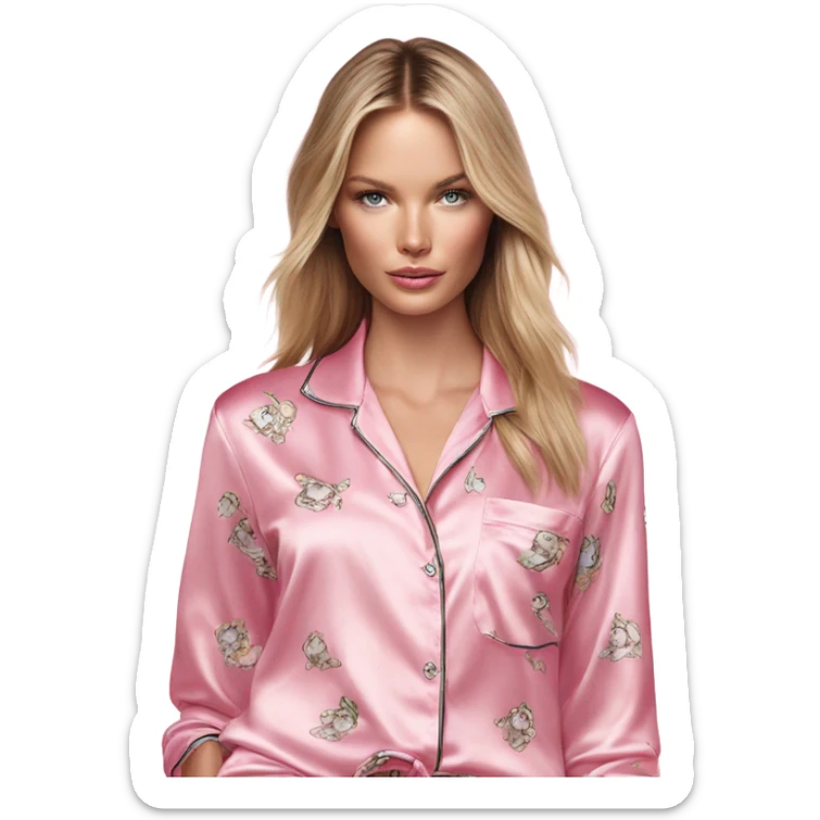 Photo of pale Victoria secret model in pyjamas  sticker