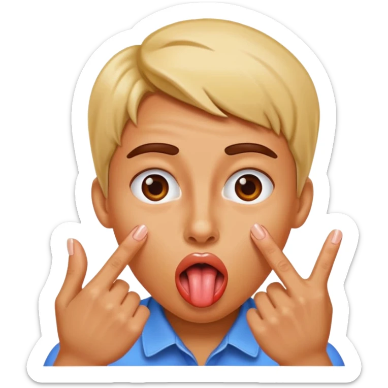 A person sticking there tounge out with nails clocking their fingers together sticker