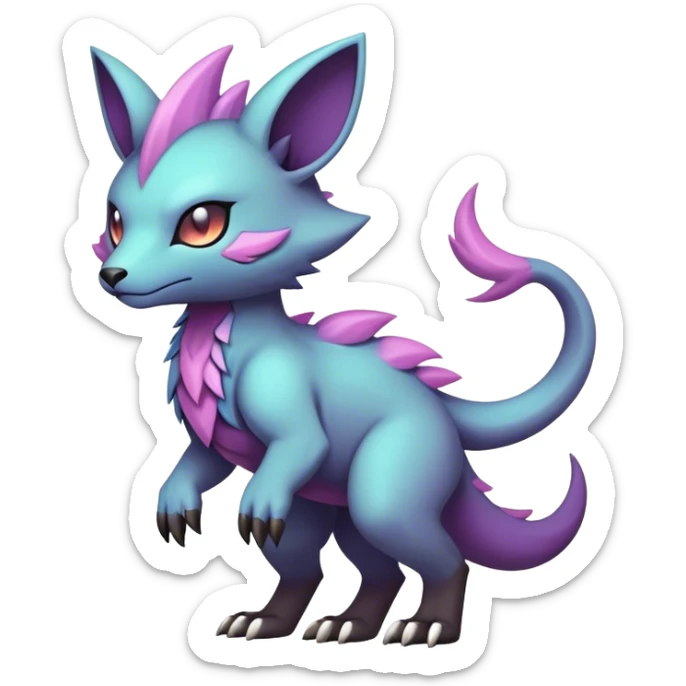 cool colorful dark pastel edgy fantasy animal hybrid Fakemon full body sticker