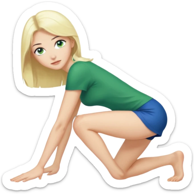 King, black Hair, blue eyes, whole body, Woman, blonde, green eyes, bending knees sticker
