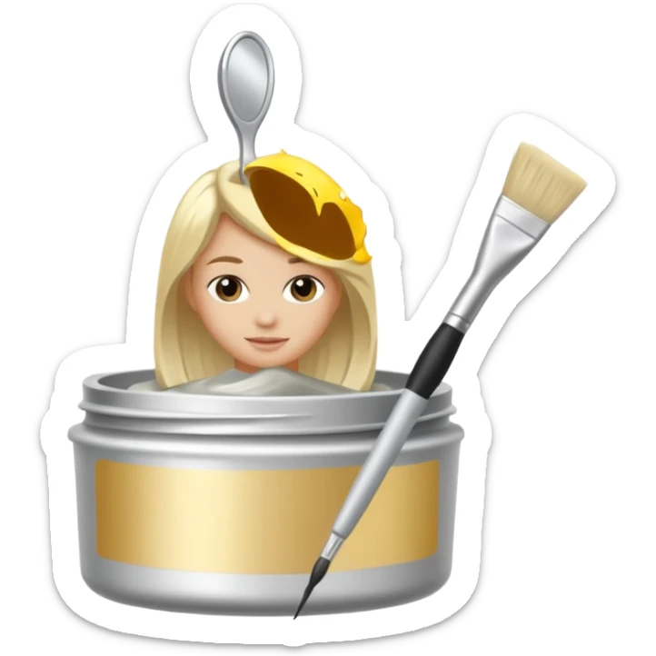 tube of blonde hair dye with a brush next to it sticker