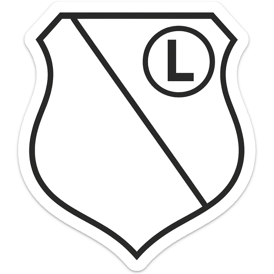 Herb Legii Warszawa with a clear letter L in the center, minimalist style, maintain transparent background, simple and clean design, minimal details. sticker