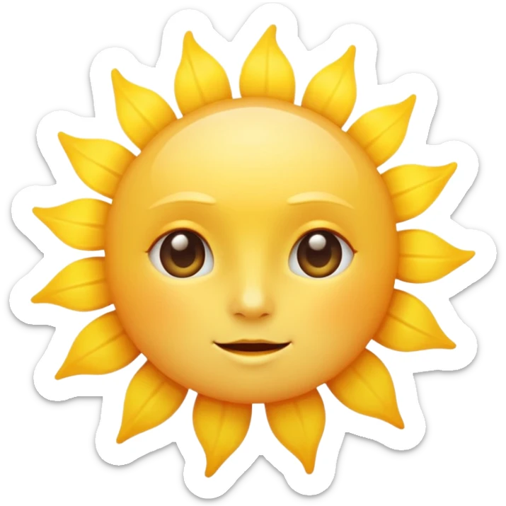 Generate a high-quality emoji of a yellow sun, bright and shining, smooth gradient colors, no facial features, simple white background, high-resolution.

 sticker