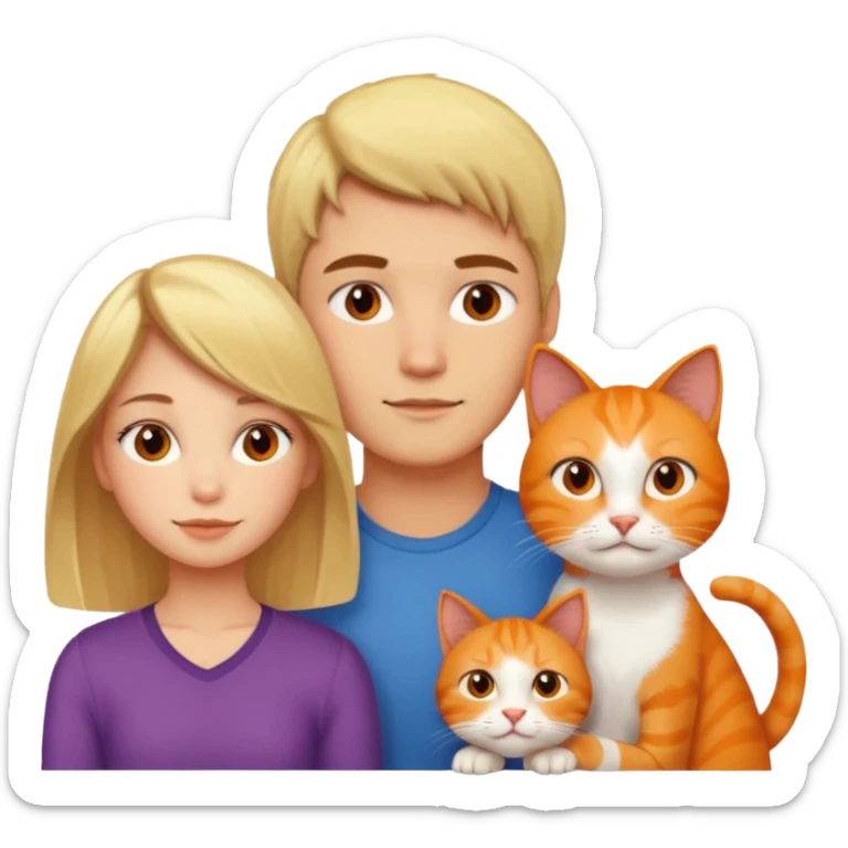 blond-hair-girl-and-brunette-hair-man-and-orange-cat sticker