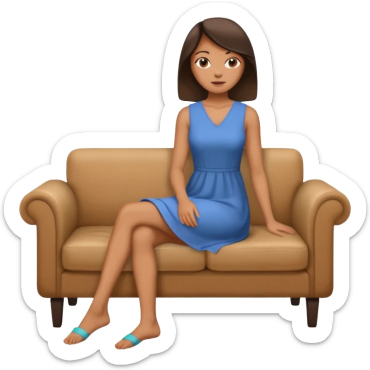 side view of woman sitting on sofa - side view of woman sticker