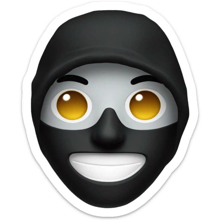 A guy with a metal black Matte mask with black hoodie hood up that says spongë sticker