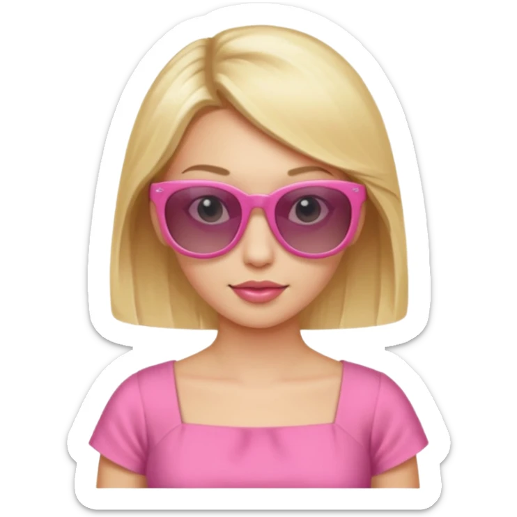 dior women with long blonde hair, pink dress, wear sun glasses sticker