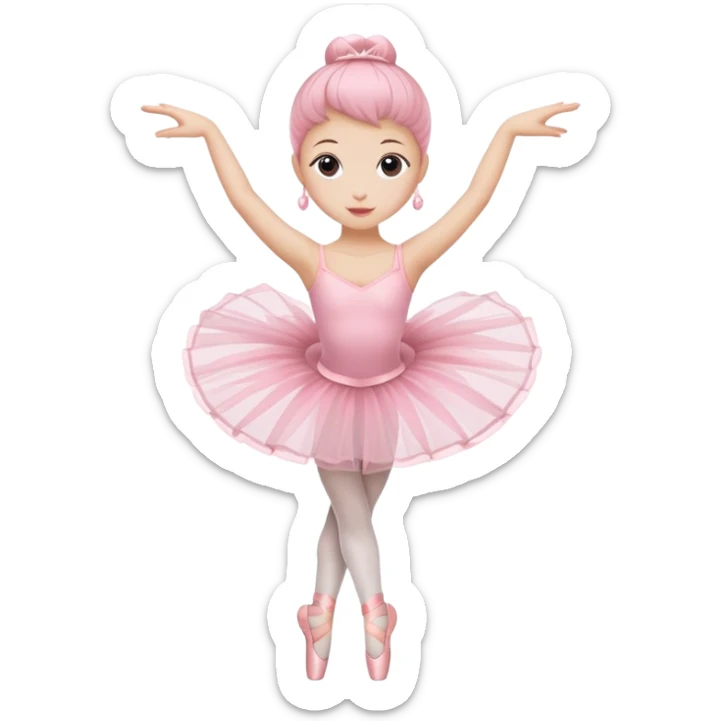 A coffee cup with arms and legs wearing a pink ballet tutu in a graceful dance pose sticker