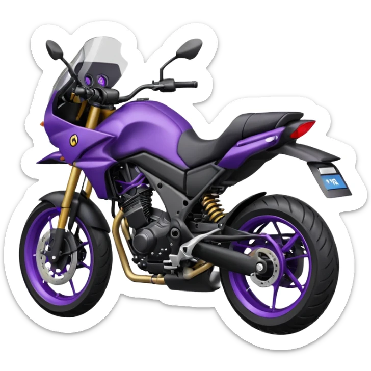 Créer un emoji copiable sur mon système iOS avec une moto mt07 noir mate nacré violet foncée. sticker