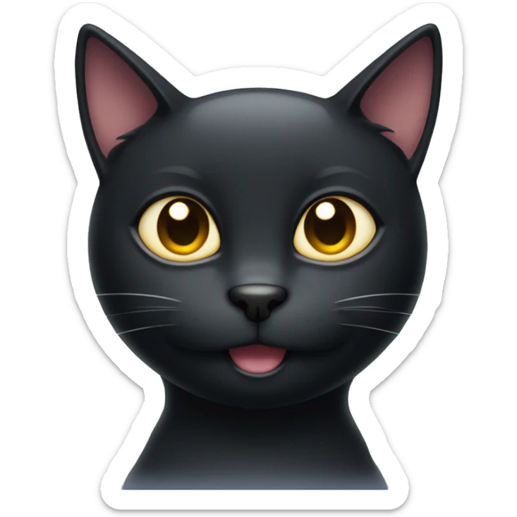 Black cat , face only, with a smirk on his face, and halo around his head sticker