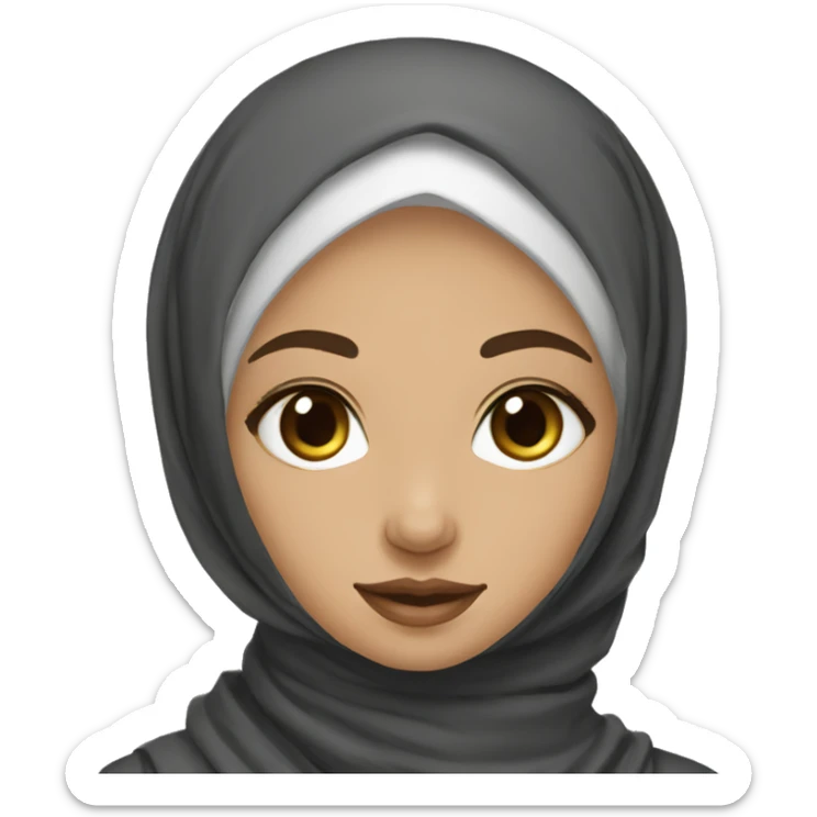 European with curly black hairs plus hijabi girl light skin  sticker