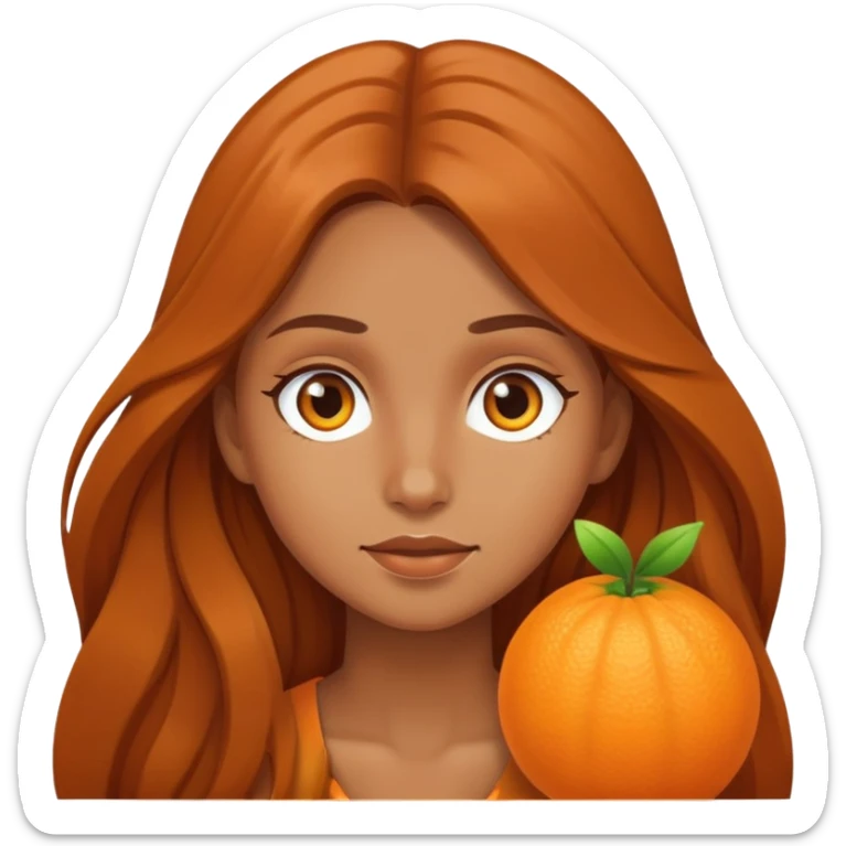 orange girl with long brown hair sticker