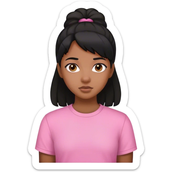 Black tenage girl with black hair and a pink shirt  sticker