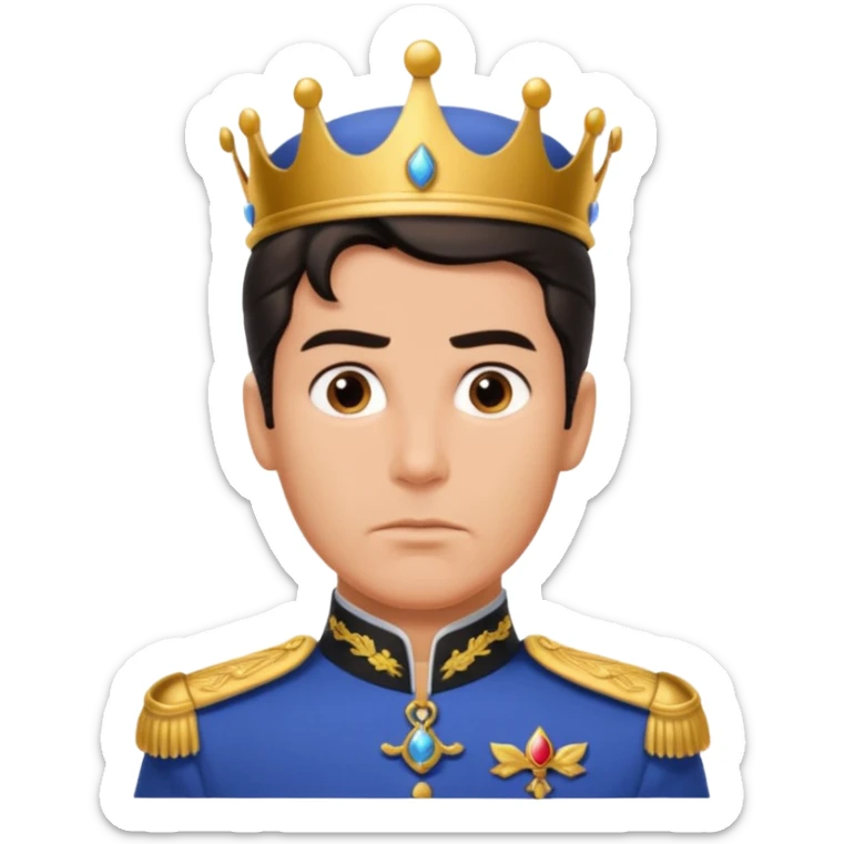 old adult prince eric with serious facial expression and prince uniform sticker