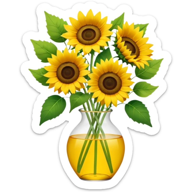 sunflower bouquet in a clear vase with scandinavian minimalist vibe sticker