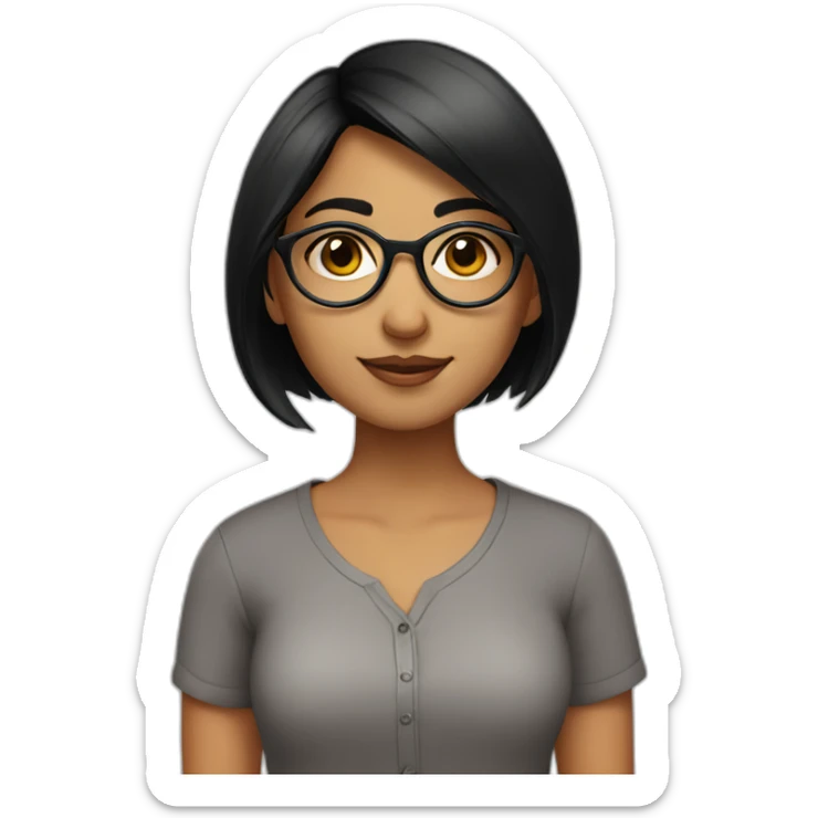 Indian girl wearing round glasses with very short black hair sticker