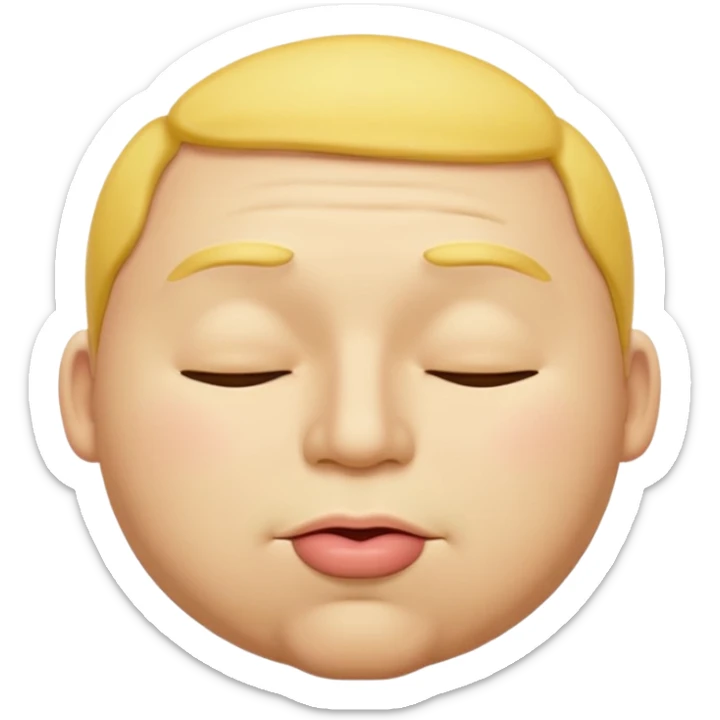 A male emoji with big fat lips with it’s eyes closed not smiling with its mouth closed and it’s yellow sticker