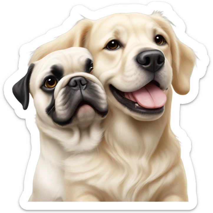 English cream golden retriever and an oreo colored frenchie as best friends sticker