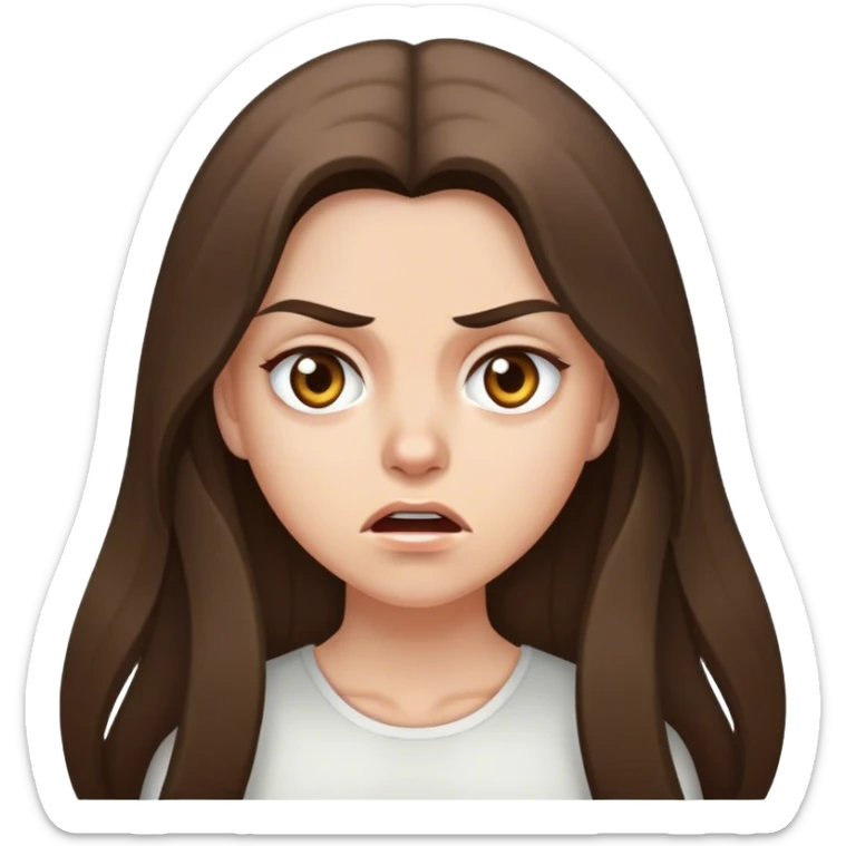  beautiful pale brunette girl with long hair pissed off eyes around sticker