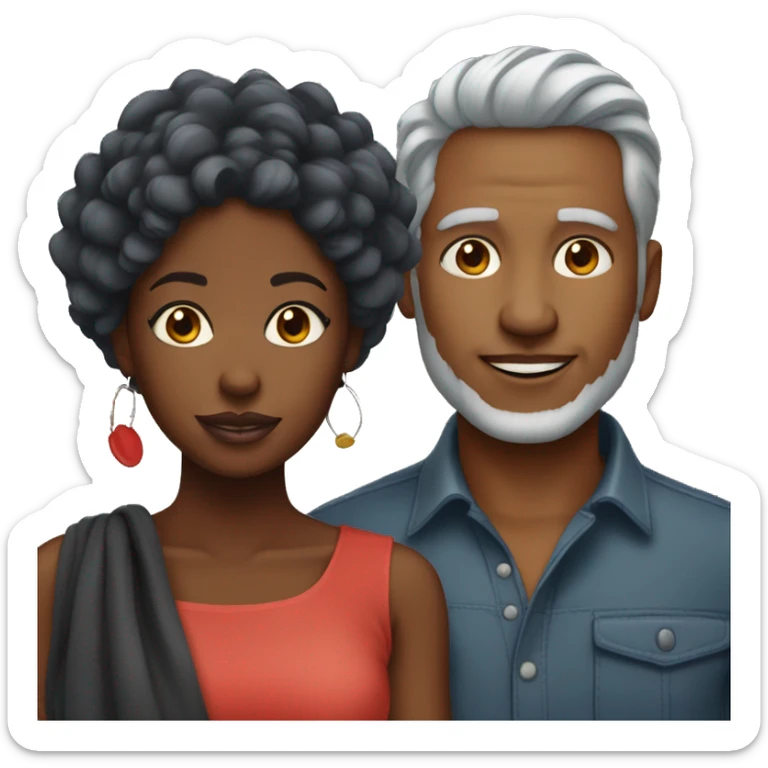 Pretty black woman with red hair and man with grey hair sticker