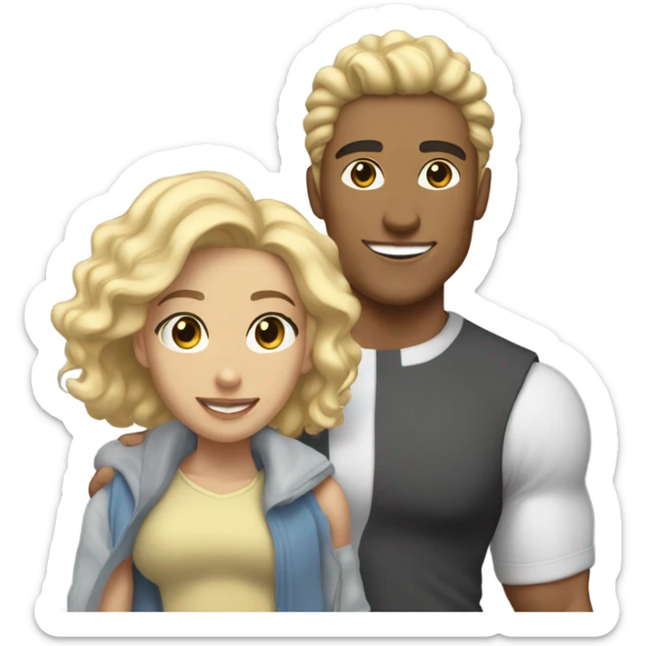 Lightskin man and white woman with blonde hair couple sticker