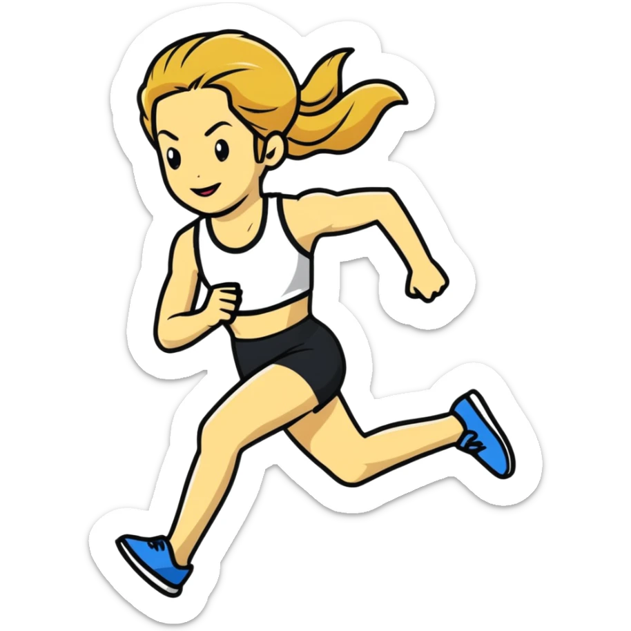 Michelle Monaghan running, athletic woman with honey blonde hair sticker