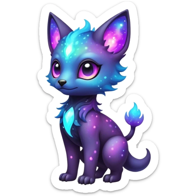 Cute cool colorful dark nebula fantasy-Fakemon-Digimon-animal-hybrid full body sticker