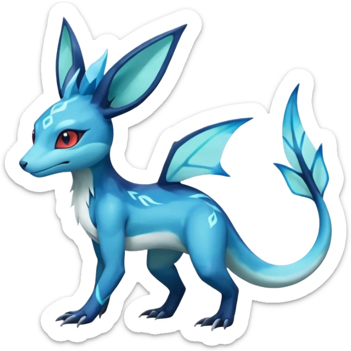 Colorful Dark Shiny Exotic Salandit-Aurorus-Glaceon-Fakémon-hybrid-creature (full body)  sticker