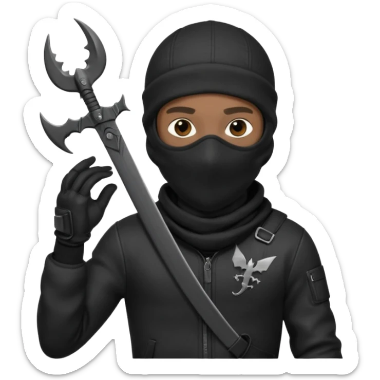 A young African male wearing a ski mask in full black clothing, holding a micro Draco in the air carelessly sticker