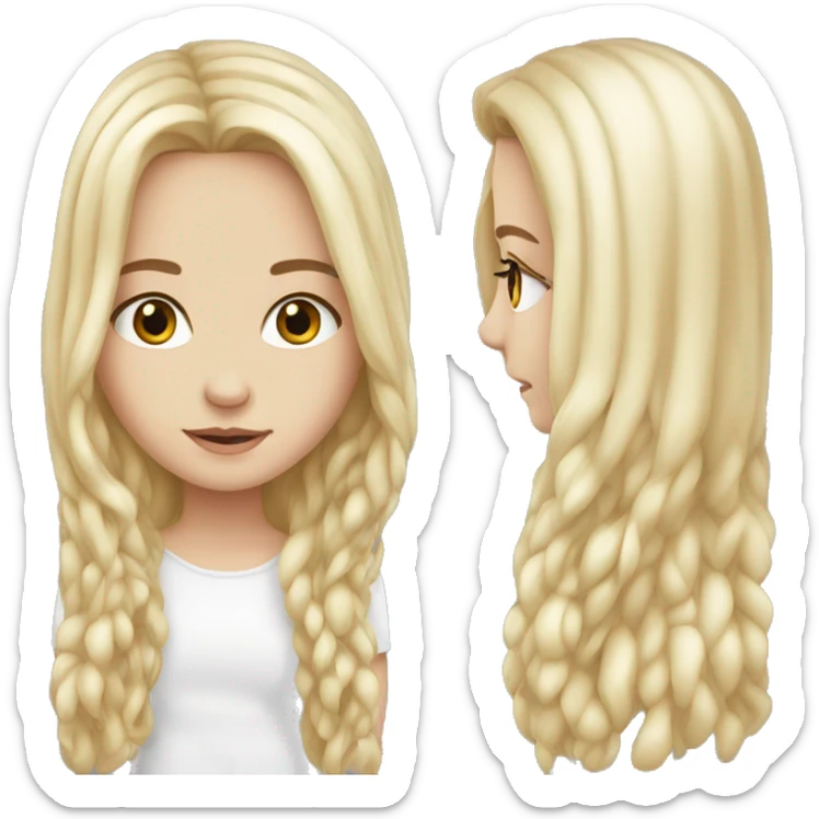 Beautiful white European girl with long hair  sticker