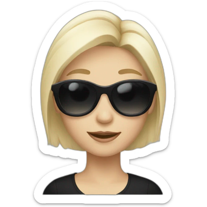 blonde girl with white sunglasses and black shirt waving sticker