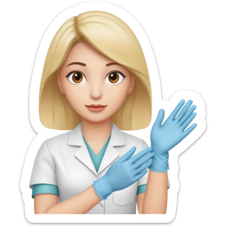a woman in homecare wearing medical gloves sticker