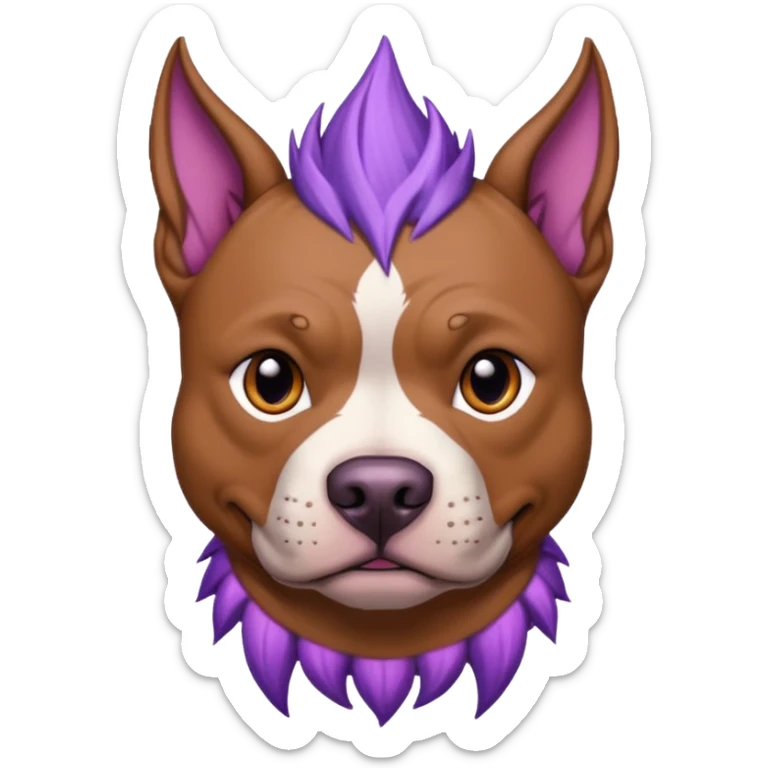 very tattoed brown face pitbull dog with purple spiky hair sticker