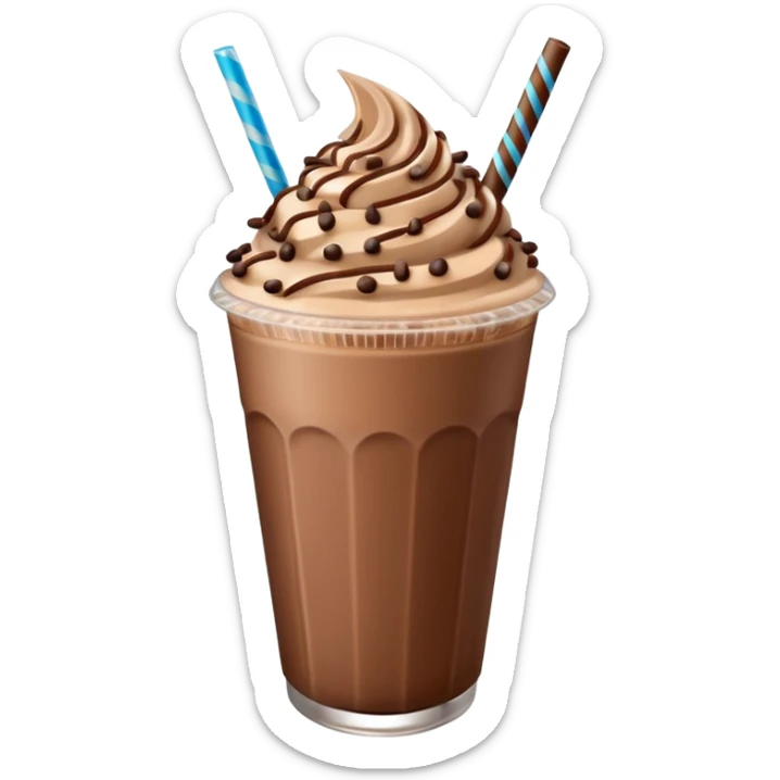 Chocolate mocha frappe latte chai latte drink with a chocolate straw and yummy chocolate sprinkles sticker