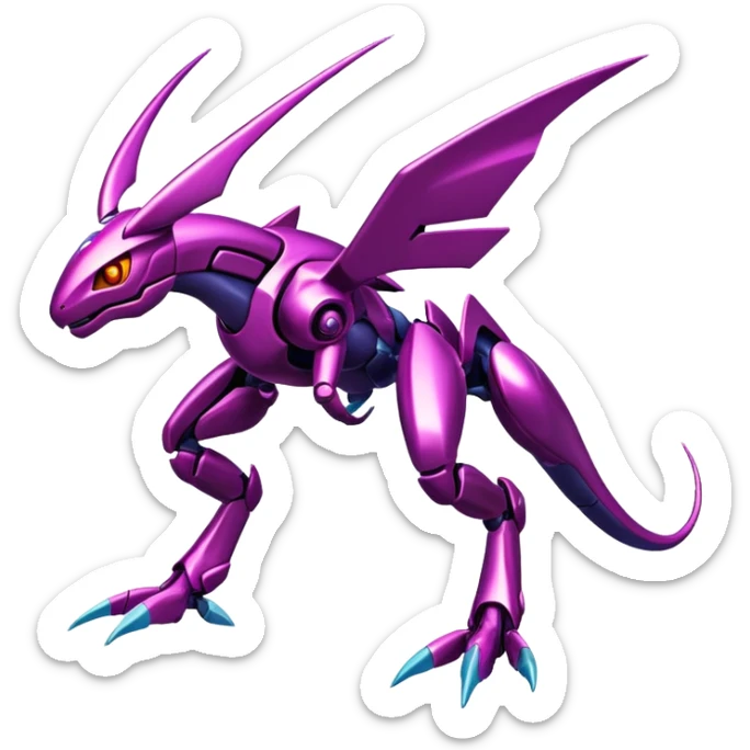 Shiny Exotic Colorful epic Miraidon-Genesect-Fakémon-hybrid-creature (full body)  sticker