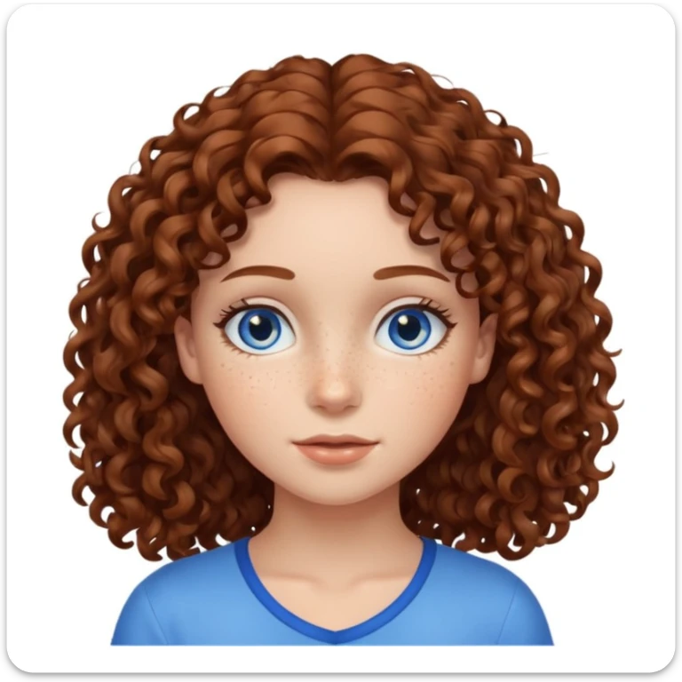 girl with brown curly hair and freckles sticker