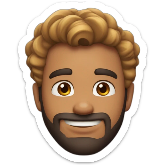 Imagen al estilo Disney Pixar de hombre, piel morena de 28 años sin barba, pelo negro risado, complexión fuerte sticker