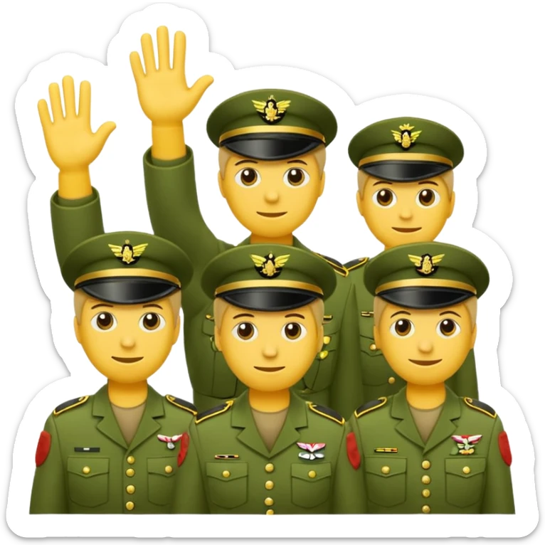 Eine salutierenden Emoji (Hautfarbe: gelb ); in  grünen Armee Klamotten; männlich; salutierend mit der rechten Hand und auf der Höhe der Stirn sticker