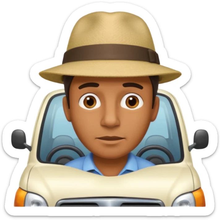 homme créole réunionnais  avec chapeau embouteillage route  sticker