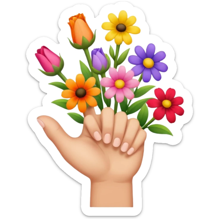 💐 and middle fingers remove the person more flowers, middle fingers only with non metallic hands  sticker