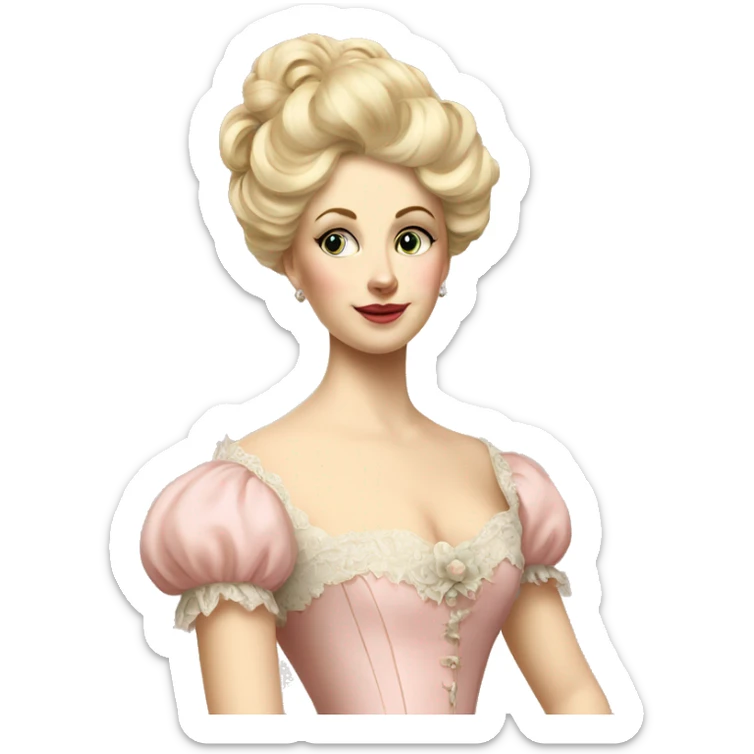 vintage rococo white and blonde woman in a light pink gown  sticker