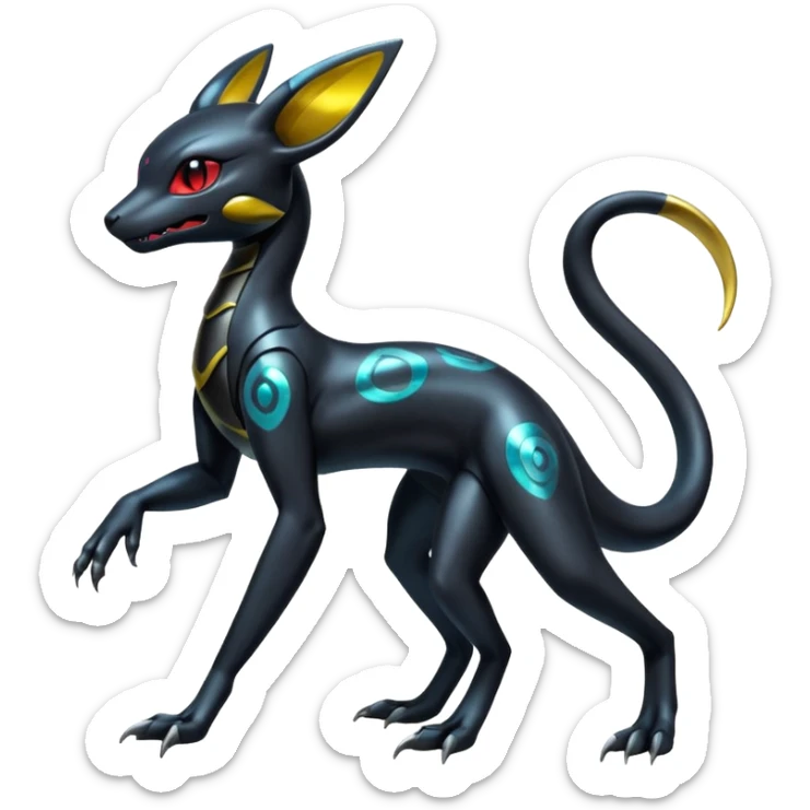Shiny Cool Futuristic Salandit-Umbreon-Fakémon-hybrid-creature (full body)  sticker