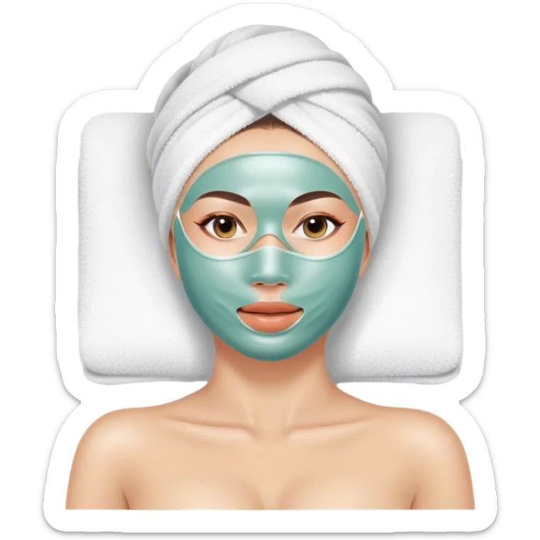 Lady with face mask spa beauty full face relaxing sticker